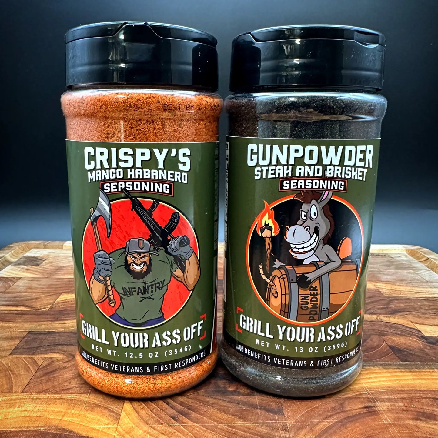 A set of Seasoning Combo 3 by GYAO, featuring Crispy's Mango Habanero Seasoning and Gunpowder Rub.