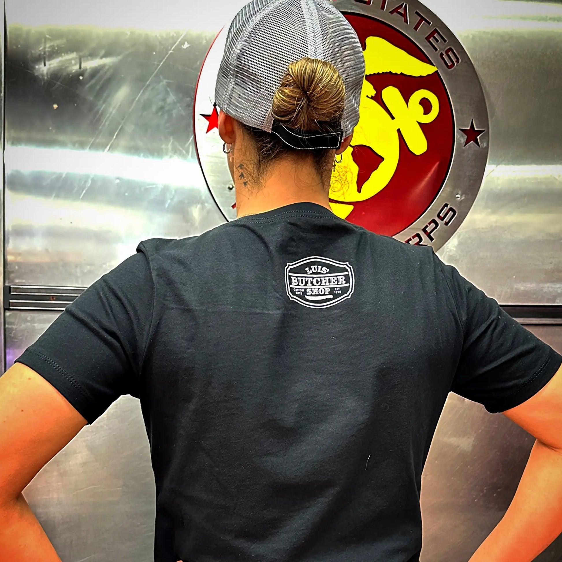 Back of Womens T-shirt by Luis' Butcher Shop