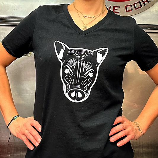 Women's T-Shirt with Pig Graphic on Front Apparel by Luis' Butcher Shop